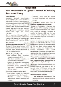 POLICY BRIEF Data Overcollection in Uganda’s National ID: Balancing Function and Privacy